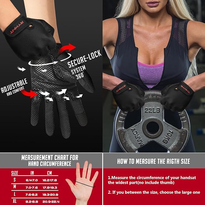 ZEROFIRE Full Finger Workout Gloves for Women Men - Weight Lifting Gloves with Full Palm Protection & Extra Grip for Women Gym, Weightlifting, Weight Lift, Rowing, Exercise, Sport, Cycling
