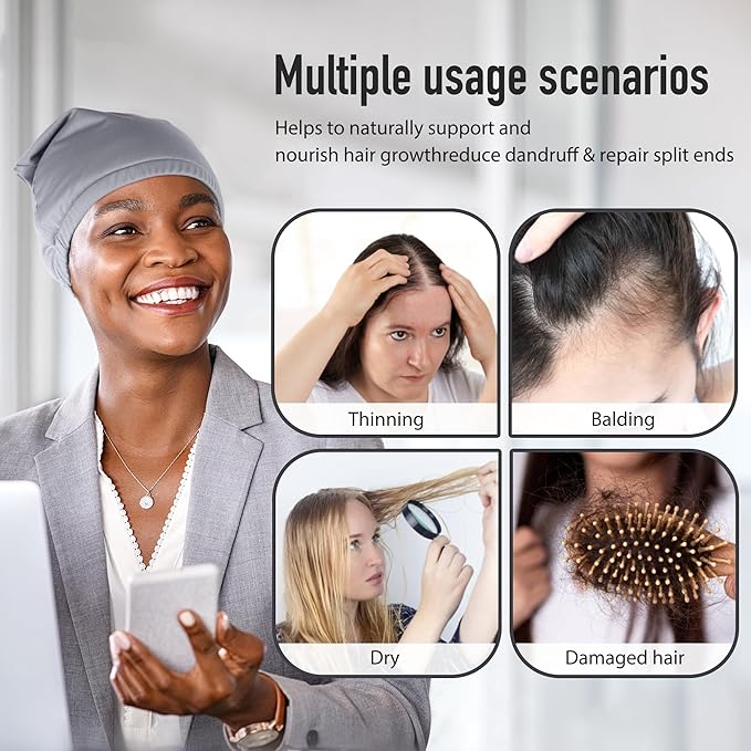 Castor Oil Pack Wrap for Head, Reusable Castor Oil Pack Wrap Organic Cotton for Women Sleeping，Castor Oil Pack Kit for Thinning, Balding, Dry and Damaged Hair L(Oil Not Included)