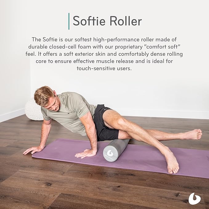 Balanced Body Softie Roller, Soft Foam Roller, Muscle-Release Roller, Muscle Roller for Post-Pilates Workout or Physical Therapy, Stretching Tool, Light Gray