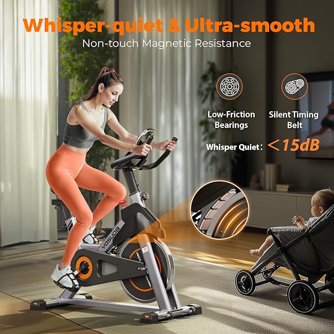 YOSUDA Magnetic Exercise Bike for Home, 350 LBS Capacity Brake Pad Stationary Bike, Indoor with Exclusive App and Fitness Courses for Weight Loss