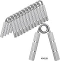 Silver Metal Hand Grip Set, 50LB-400LB No Slip Heavy-Duty Grip Strengthener Great Wrist & Forearm Hand Exerciser, Home Gym, Hand Gripper Grip Strength Trainer