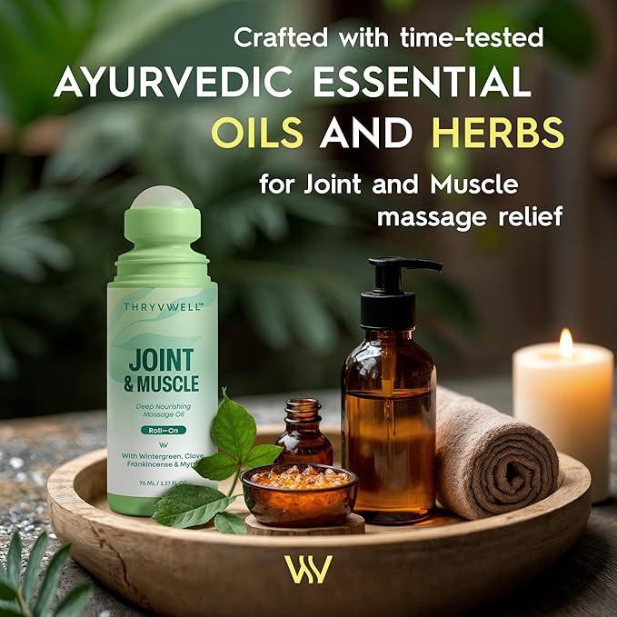 Joint & Muscle Deep Nourishing Oil Roll-On – Non-Greasy, 100% Natural with Essential Oils: Wintergreen, Peppermint, Frankincense, Myrrh, Clove, Lavender & More – 2.37 oz Travel Size