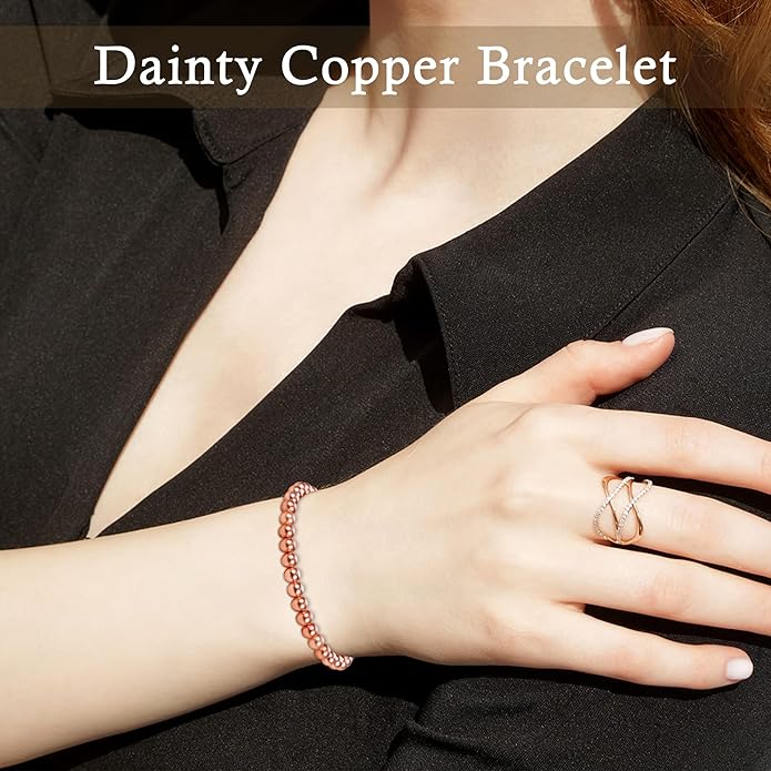 Copper Bracelet for Women and Men, Copper Magnetic Bracelet with 3500 Gauss Magnet Beads as Birthday Gifts, Hematite Jewelry Pulsera De Cobre para Mujer for Parents Anniversary Jewelry Gift