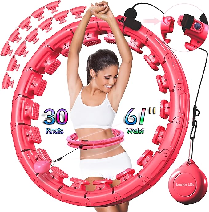 30/24/12 Knots, Upgraded Magnetic Lock Weighted Hula Hoop for Kids Adults Weight Loss, Infinity Hoop Plus Size, Home Indoor Outdoor, Fitness Exercise, Abdominal Toner