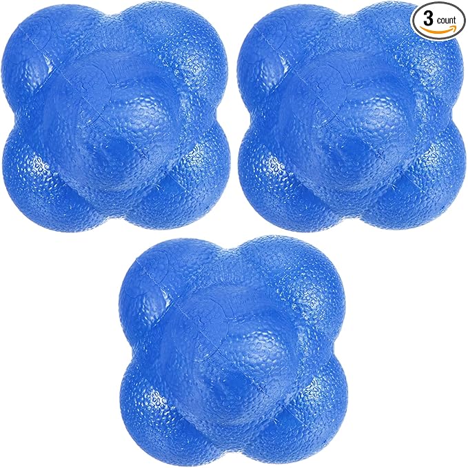3 Pack Bounce Reaction Ball - Coordination Training Ball, Wear-Resistant, Apply to Tennis/Softball/Badminton Training (57 x 57mm, Blue)