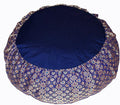 Meditation Cushion Zafu Pillow Buckwheat - Silk Brocade Blue