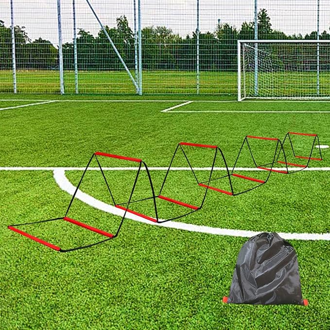 Colaxi Agility Ladder Football Footwork Ladder Workout Flexible Multipurpose Home Gym Folding Agility Training Equipment 42 Cmx42 cm