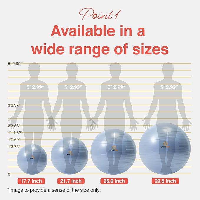 Primasole Exercise Ball for Balance Stability Fitness Workout Yoga Pilates at Home Office & Gym Birthing Ball for Pregnancy, Office Ball Chair