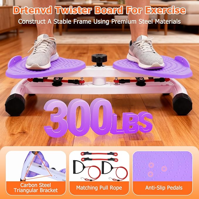 Waist Twister Machine Exercise, Ab Twister Board for Slim Waist and Core Ab Exercise, Noiseless Ab Machine with 300 lbs Weight Capacity, Home Gym Workout Equipment for Women Men