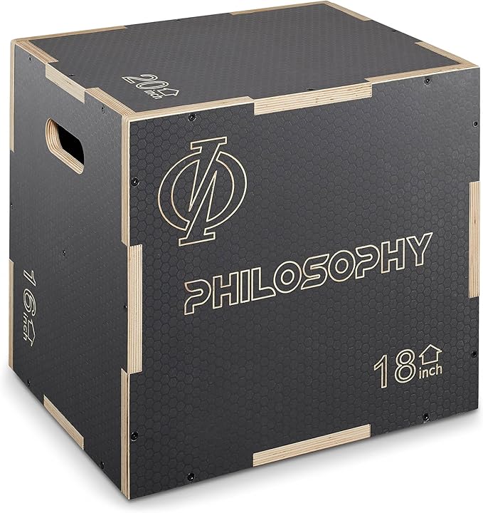 Philosophy Gym 3 in 1 Non-Slip Wood Plyo Box- Jump Plyometric Box for Training and Conditioning
