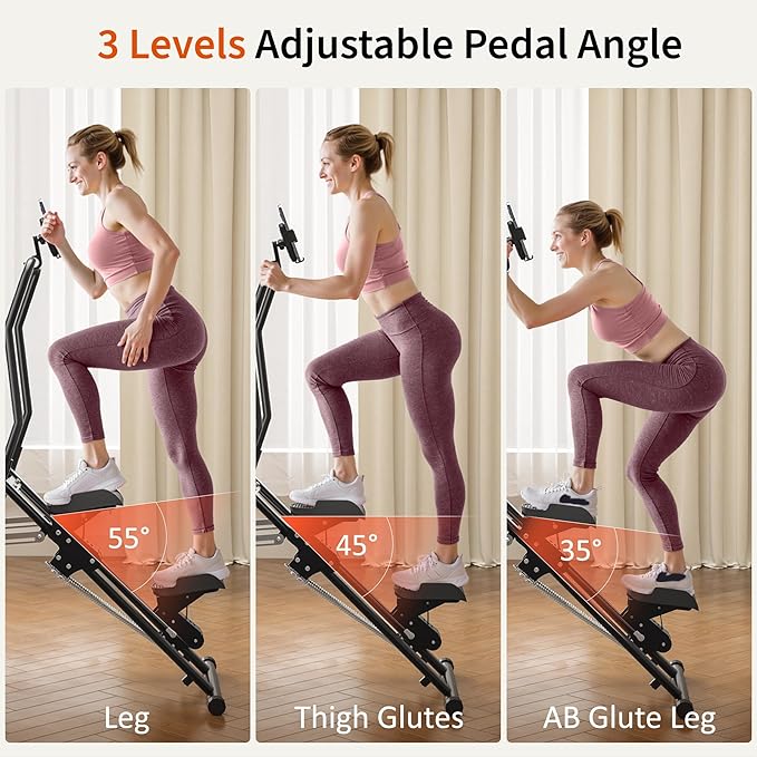 MOMODA Stair Stepper Resistance Adjustable Folding Vertical Climber Machine for Home Gym Full-Body Workout