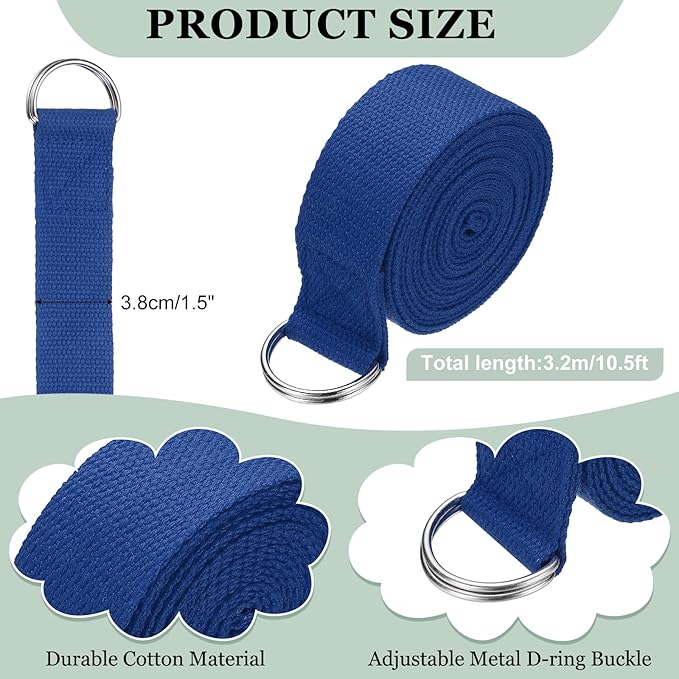 Yoga Strap for Stretching, Athletic Stretch Band with Adjustable Metal D Ring Buckle Yoga Bands