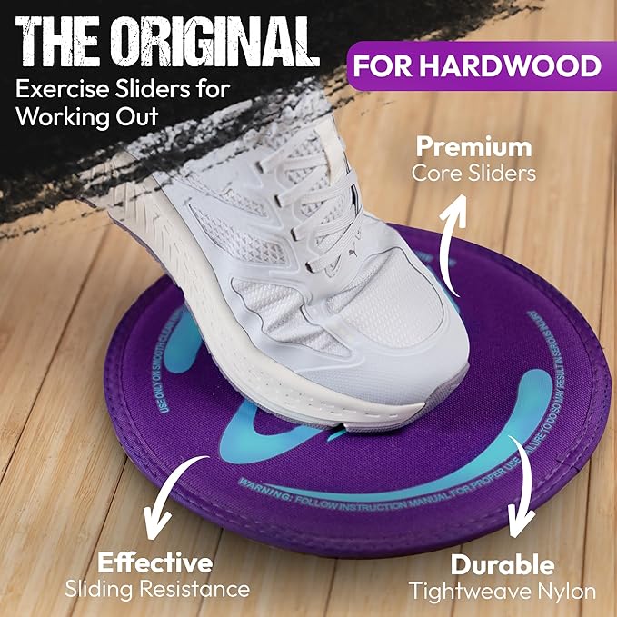 Gliding Discs for Working Out - Exercise Sliders for Carpet & Hardwood Floors 1 Pair, Authentic Workout Sliders Disc for Full Body Resistance Workout, Includes 4 Streaming Video Workouts