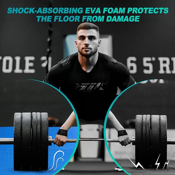 Mat Block Interlocking Foam Tiles Puzzle Mats for Floor 24 SQ FT, 1/2 inch, 6 Tiles, EVA Gym Mat Flooring Exercise Equipment Mat for Home Gym Equipment, Blue