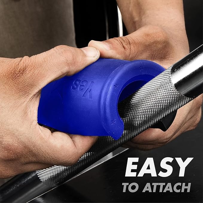 Yes4All Thick Dumbbell Handles Grips, Firm Rubber Barbell Grips, Great for Increasing Forearm Strength, Weightlifting, Muscle Building, Cable Attachments
