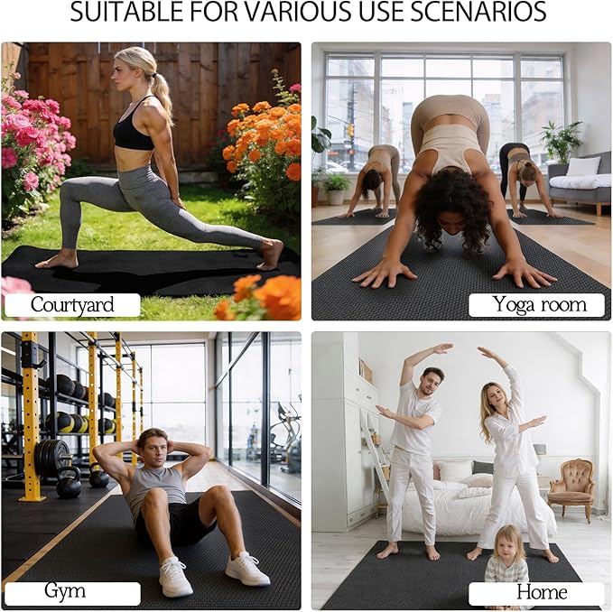 VTORY Extra Thick Large Exercise Mat, 6'x4'/7'x5'/8'x6'/10'x6'x8mm(1/3 inch) , Non-Slip, PVC, Ultra Durable, Heavy-Duty Mat, Shoes-Friendly, High-Density, Large Wide Yoga Mat, Workout Mat for Home Gym, Cardio, Strength, HIIT, MMA