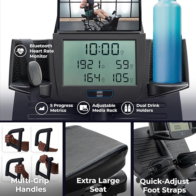 Teeter Power10 Rower with 2-Way Magnetic Resistance Elliptical Motion - Indoor Rowing Machine w/HRM Connectivity, Teeter Move App - Free Classes & Coaching