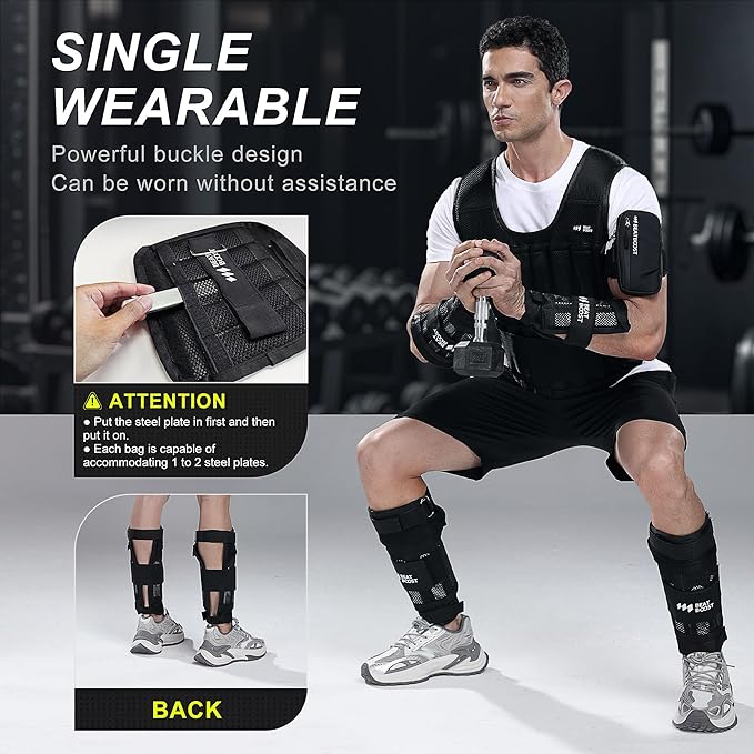 Ankle Wrist Weights 4lb/10lb/15lb/20lb/25lb/30lb BeatBoost Adjustable Leg Arm Weights for Men Walking Pilates Exercise Workout Gym Aerobics