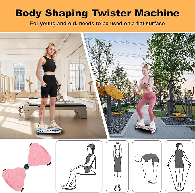 Waist Twister Machine Exercise Pilates Twister Set, 180° Rotating Fitness Board, 330lbs Capacity, Non-Slip Twist Board, Rotating Fitness Board for Unisex