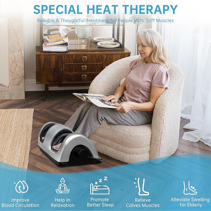 TISSCARE Shiatsu Foot Massager with Heat: FSA Eligible HSA Foot Massager for Neuropathy, Plantar Fasciitis and Pain Relief-Massage Feet/Leg/Calf/Ankle at Home/Office, Gifts for Women and Men(Gray)