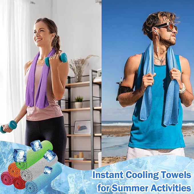 30Pack Cooling Towels for Neck and Face (40"x12"), Ice Microfiber Cooling Towels Bulk for Workout Cooling Neck Wraps Sweat Towels for Gym Yoga Golf Running Sport