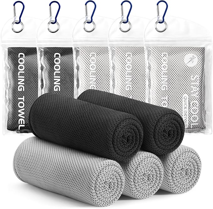 Cooling Towels - 5 Pack Gym Towels, Gym Towels for Working Out, Yoga Towel, Quick Dry Towel for Running, Camping, Fitness & More Activities