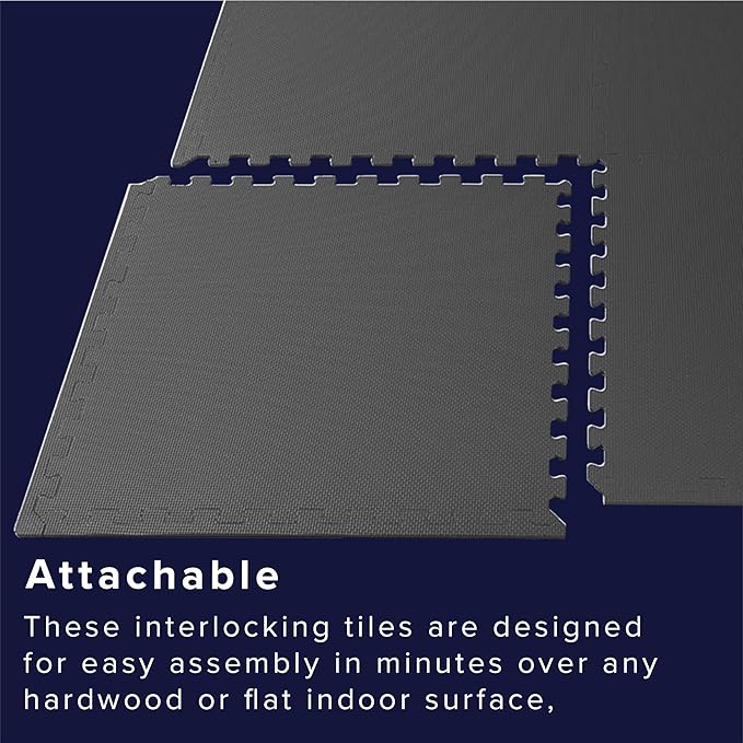We Sell Mats 3/8" Thick Multipurpose EVA Foam Exercise Floor Mat, Interlocking Tiles, Anti-Fatigue for Home or Gym