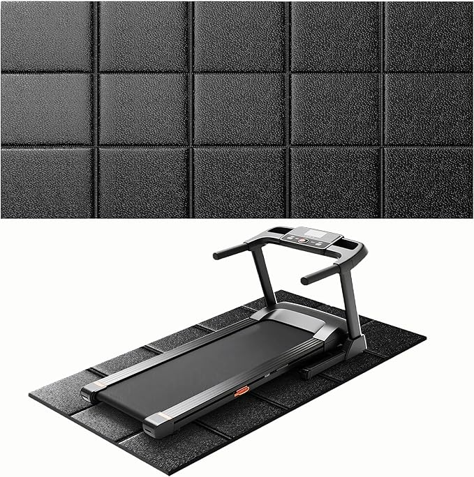 Treadmill Mat 79" x 39", 3mm Thick, for Under Treadmill, Walking Pad & Exercise Bike on Carpet & Hardwood Floors, Non-Slip Stripe Design, Waterproof Floor Protector, Noise & Shock Absorbing