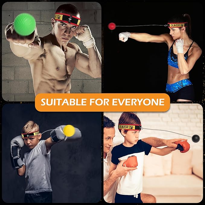 Boxing Reflex Ball for Adults and Kids, 4 Levels Boxing Ball with Adjustable Headbands, Perfect for Reaction, Agility, Punching Speed, Fight Skill and Hand Eye Coordination Training