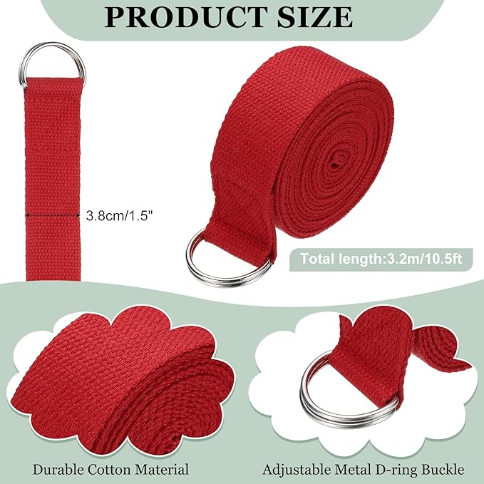 Yoga Strap for Stretching, Athletic Stretch Band with Adjustable Metal D Ring Buckle Yoga Bands