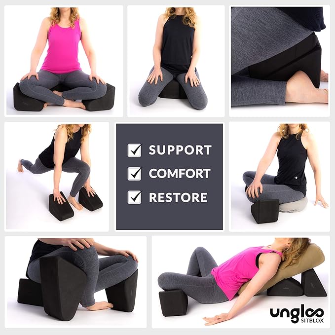 Ungloo Supportive Yoga Block Wedges for Seated Meditation – Elevates Knees, Reduces Hip Pressure, and Improves Cross-Legged Posture