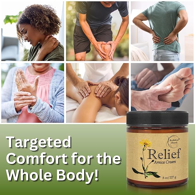 Relief Arnica Cream Natural Lotion for Effective Sore Muscle Support | Arnica Cream with Lemongrass & Eucalyptus Essential Oils | Best Massage Lotion for Massage Therapy – 2 Pack