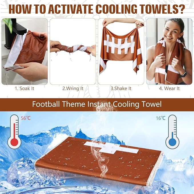 12 Pcs Cooling Towel Baseball Football Basketball Breathable Chilly Softball Soccer Ice Towel, 40"x12" Tennis Microfiber Accessories for Player