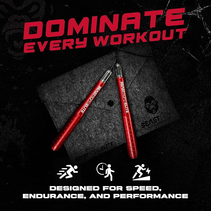 Beast Gear Jump Rope, Jump Ropes for Fitness, Premium Aluminium Skipping Rope for Men Women - Boxing, MMA, HIIT, Strength Training & Double Unders