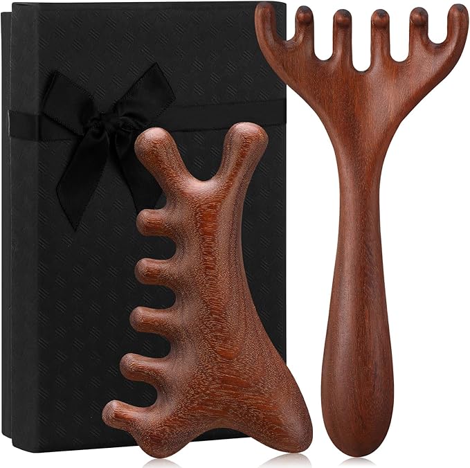 2 Pcs Wooden Scalp Massage Tool for Head Massager Comb Gua Sha Tool for Relaxation Hair Head