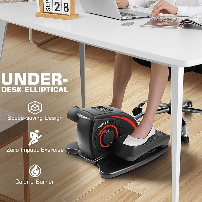ANCHEER Under Desk Elliptical Machine, Electric Seated Pedal Exerciser, Mini Elliptical Machines, LCD Display Monitor, Portable Quiet Elliptical Machine, Leg Exerciser for Home