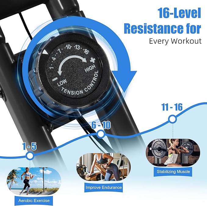 BARWING Stationary Exercise Bike for Home Workout, 5 IN 1 Foldable Indoor Cycling Bike for Seniors, 350LB Capacity, 16-Level Magnetic Resistance, Seat Backrest Adjustments