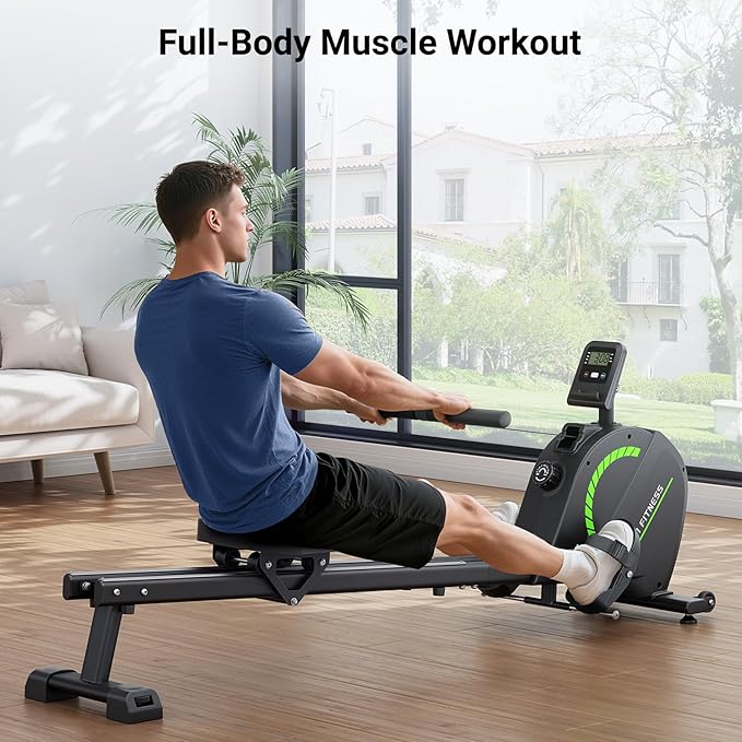 Dripex Rowing Machines for Home, Upgraded Rowing Machine Max 350 LBS, Magnetic Rower with 16 Levels of Workout Resistance, Dual Slide Rail, App Supported, LCD Monitor, Row Machine for Gym Exercise