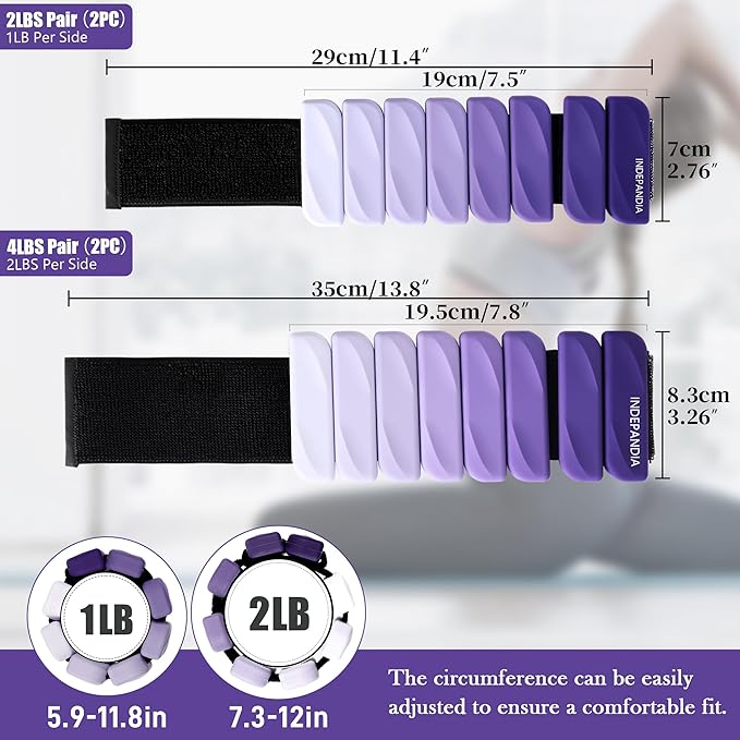 Wrist & Ankle Weights for Women and Men, 2lbs/4lbs Pairs Adjustable Silicone Weighted Bangles for Arm & Leg Workouts, Perfect for Pilates, Barre, Yoga, Walking & Home Fitness 24055