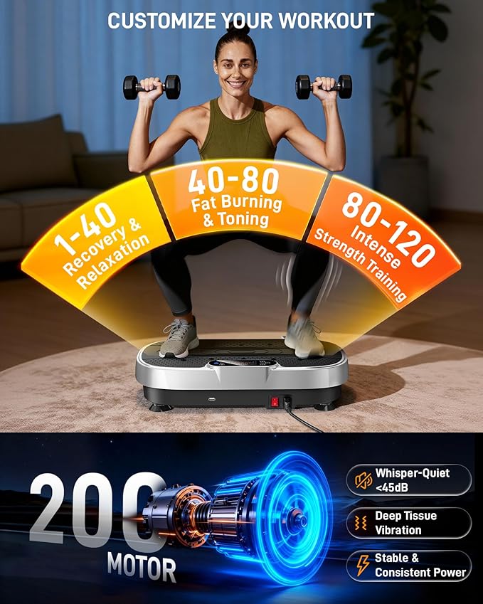 Vibration Plate Exercise Platform with Loop Bands + Renoj FlexSlide 40oz Insulated Stainless Steel Tumbler (Black) – Full Body Workout & Recovery Set