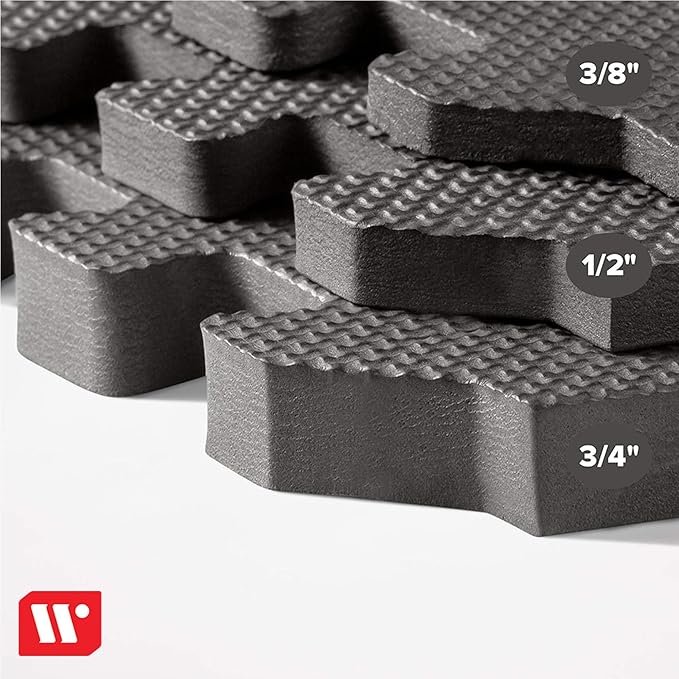 We Sell Mats 3/8" Thick Multipurpose EVA Foam Exercise Floor Mat, Interlocking Tiles, Anti-Fatigue for Home or Gym