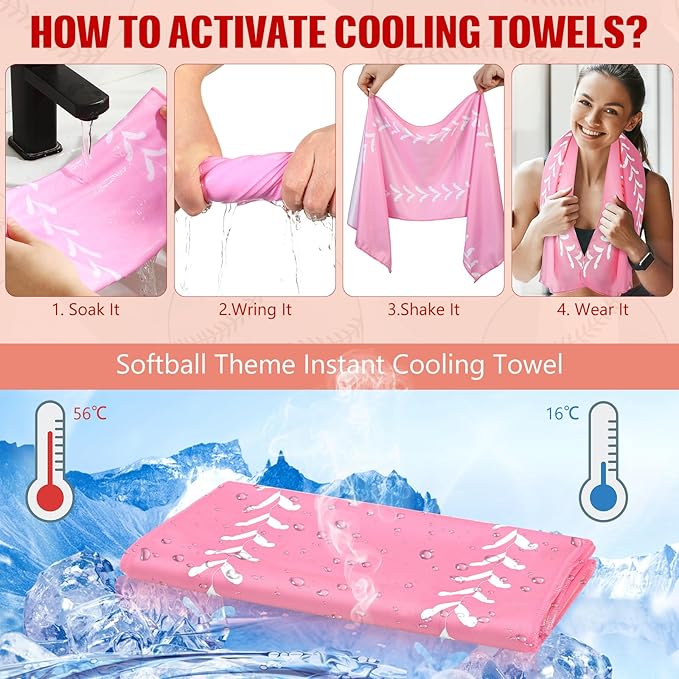 12 Pcs Cooling Towel Baseball Football Basketball Breathable Chilly Softball Soccer Ice Towel, 40"x12" Tennis Microfiber Accessories for Player