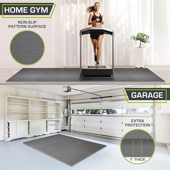 ProsourceFit Extra Thick Puzzle Exercise Mat 1", EVA Foam Interlocking Tiles for Protective, Cushioned Workout Flooring for Home and Gym Equipment, Grey 3-pack