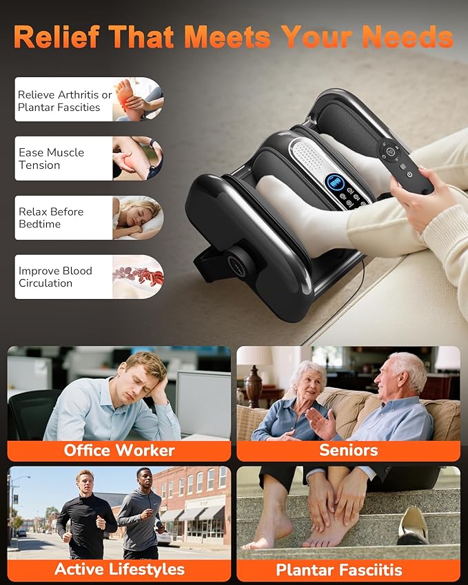 Shiatsu Foot Massager Machine with Heat : Deep Kneading Calf Massager with Vibration for Plantar Fasciitis, Neuropathy, Pain Relief, Circulation for Home and Office Use