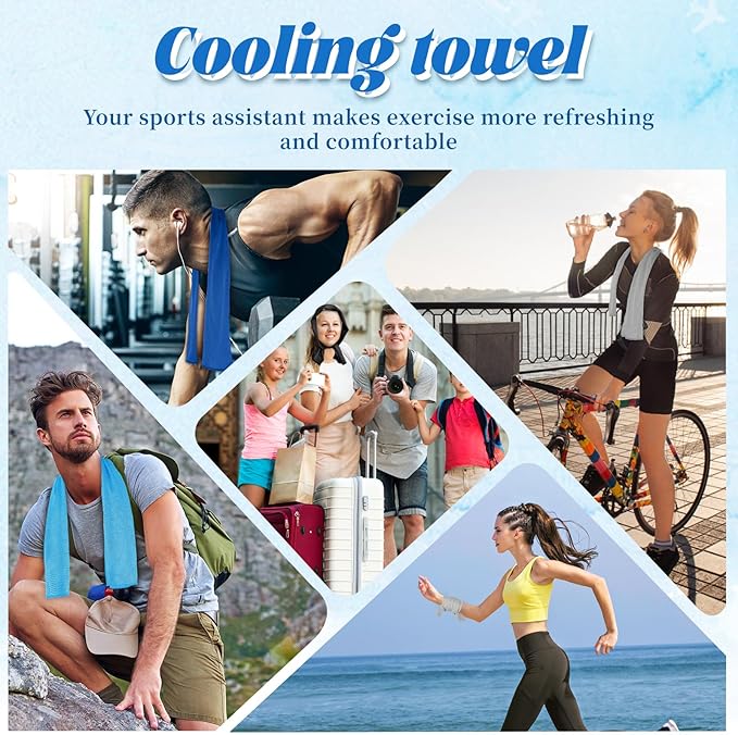 PAWPRO 4 Packs Cooling Towels for Neck and Face(40"x12"), Soft Breathable Cooling Towel with Waterproof Bag & Carabiner,Microfiber Cooling Towels for Yoga, Sport,Gym,Camping (Multicolor-1)