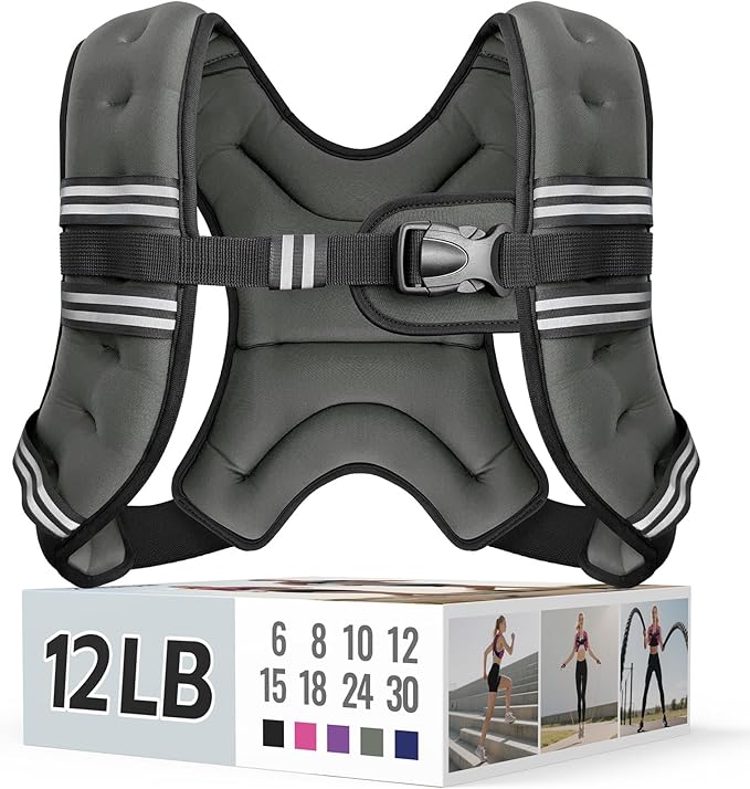Weighted Vest for Women & Men with Reflective Stripe and Adjustable Buckle, Comfortable & Durable Rucking Vest for Walking, Running & Strength Training