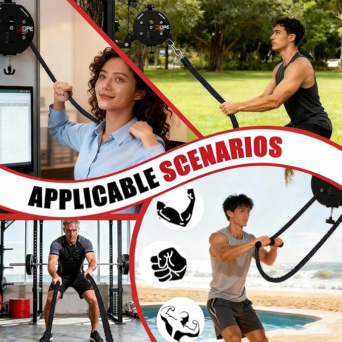 Endless Rope Trainer | Adjustable Resistance Trainer Machine For Home Gym | Suspension Endless Rope Pulley| 330lb Load Capacity, 30kg Max Resistance For Full Body Workout,Strength Training