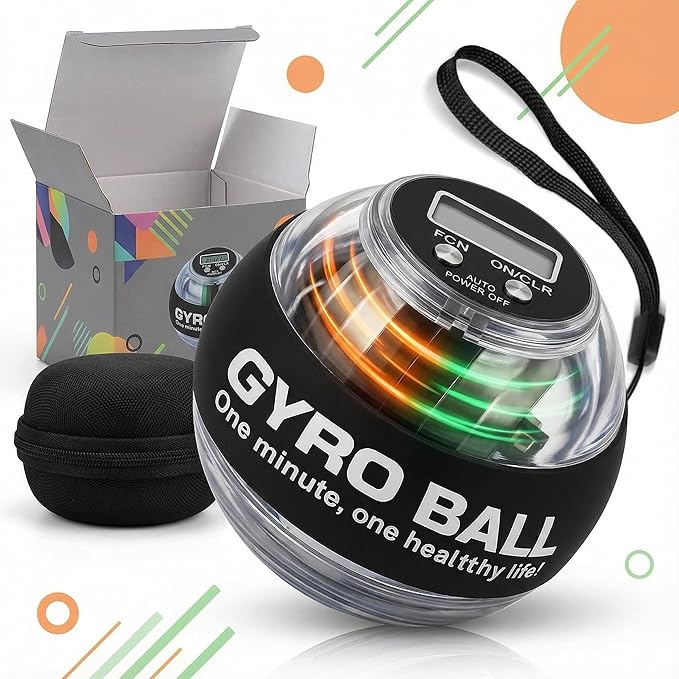 Torque ball,2026 Upgraded Wrist Ball Exerciser,Auto-Start Gyroscopic Forearm Exerciser,Hand Strengthening,Resistance,colored lights (No Counter Version,No Screen)
