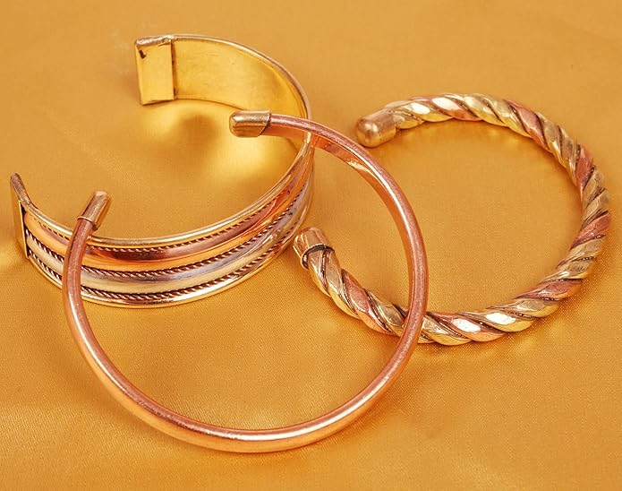 Copper Bracelet Tibetan Style. Hand Forged with Solid and High Gauge Copper Jewelry Cuff for Women Men. Combo of Different Designs