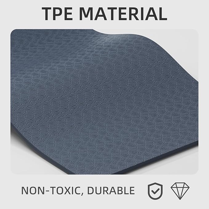 10 mm Yoga Mat 72"x26" TPE Non-Slip Exercise Mat 0.4" Thick, Easy-to-Carry Fitness Mat for Yoga, Pilates & Workout, Professional Mat, Made with Recyclable Material, Durable, Easy to Clean